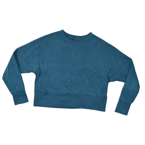 Nike Dri Fit Women's XS Blue Pullover Sweater Cotton Blend Crew Neck Crop - Picture 1 of 7